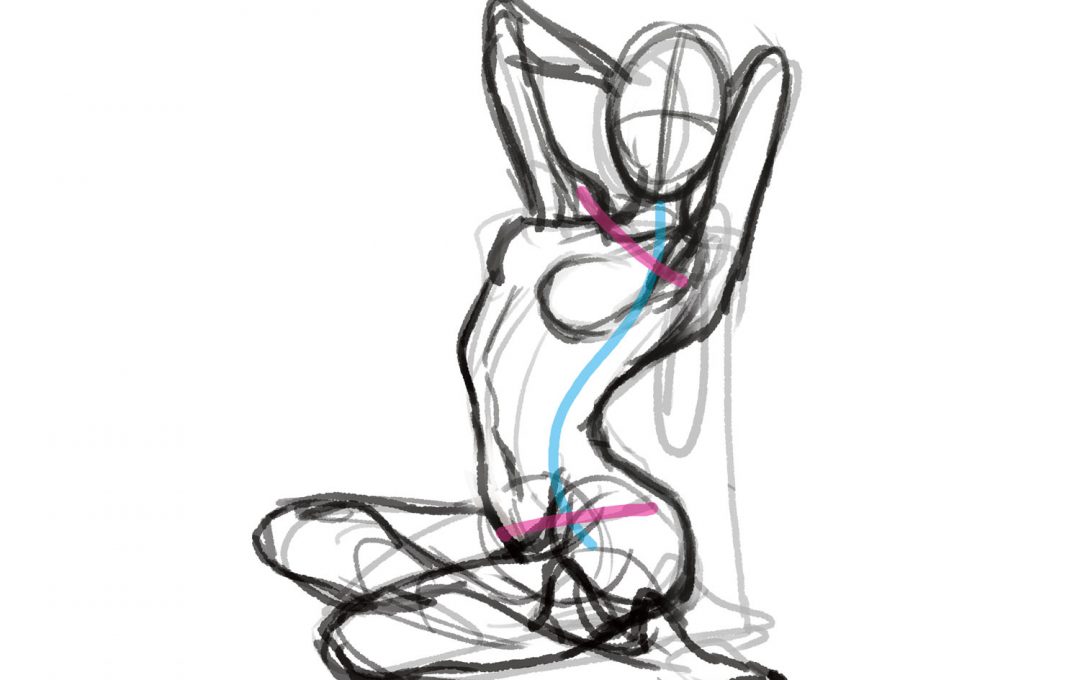 座りポーズの美しい曲線を描く方法