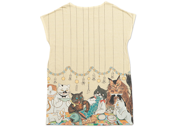 石黒亜矢子さんが描く猫たちが、オリジナルTシャツに。グラニフより7月31日発売