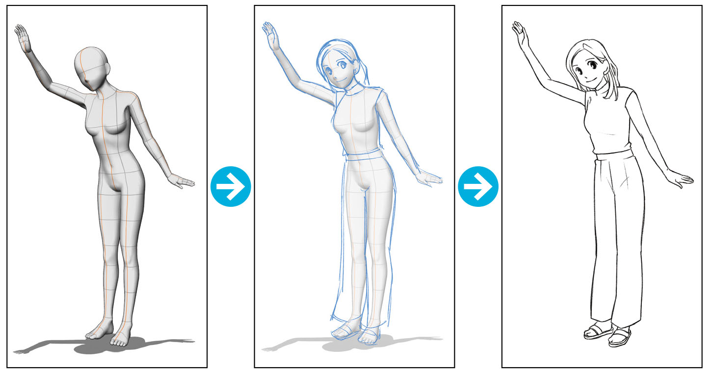 3Dデッサン人形」で描ける構図・ポーズのパターンを増やそう | iPadで