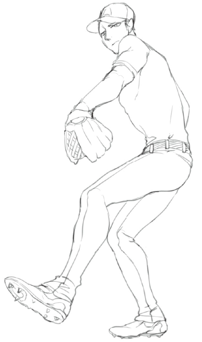 動きのあるポーズの描き方 スポーツマンの躍動感は髪の動きやユニフォームのシワで表現 細かいシワは適宜省略 動きのあるポーズの描き方 男性キャラクター編 第7回 Pictures